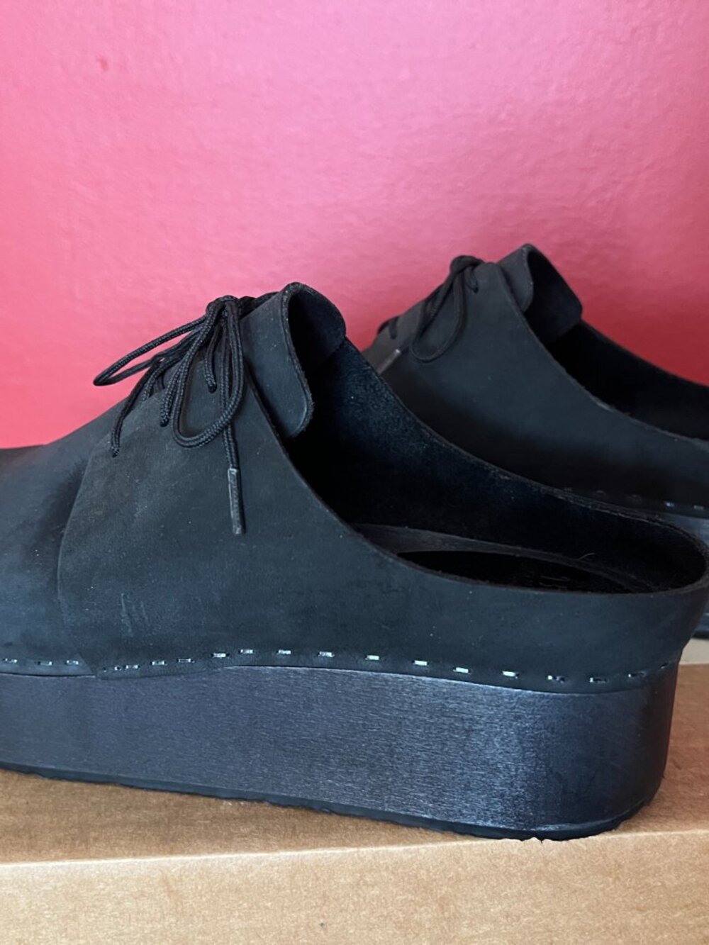 Bryr Zoe Monochrome Black Platform Clog with Removable Kilt - Picture 11 of 12